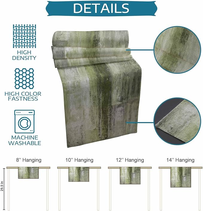 Sage Green Table Runner - 72 Inch Long, Oil Modern Paintings Abstract Kitchen Dining Table Runner Dresser Scarves, Geometric Artwork Grey Green Tablerunner for Coffee Table Wedding Party, 16x72 in
