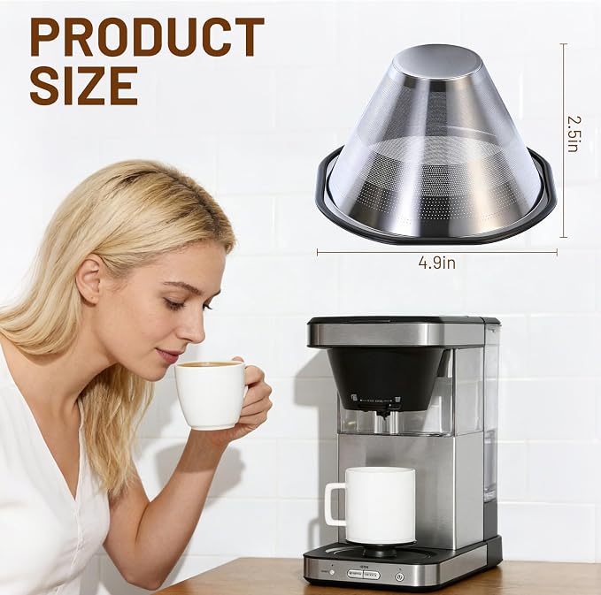 Reusable Coffee Filters for Kalita Wave 185 & for OXO Brew 8 Cup Coffee Maker,Stainless Steel Coffee Filter with Brush Replace Paper Filters, Easy Cleaning & Sustainable for Brewing