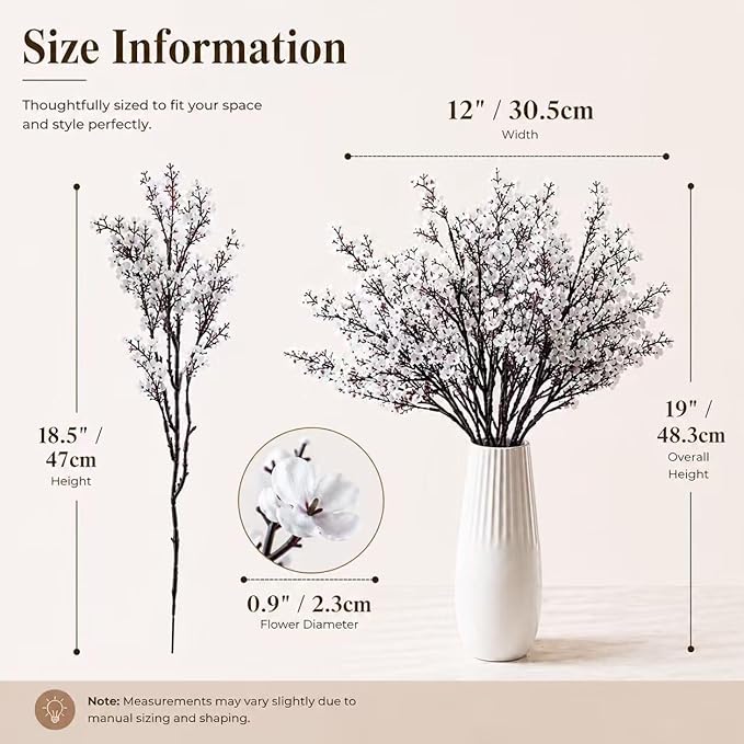 Mandy's White Artificial Baby’s Breath Flowers 6 Bundles Silk Gypsophila, 18.5 Inch European Style Modern Home Decor Centerpiece, Neutral Wedding Flower Arrangements