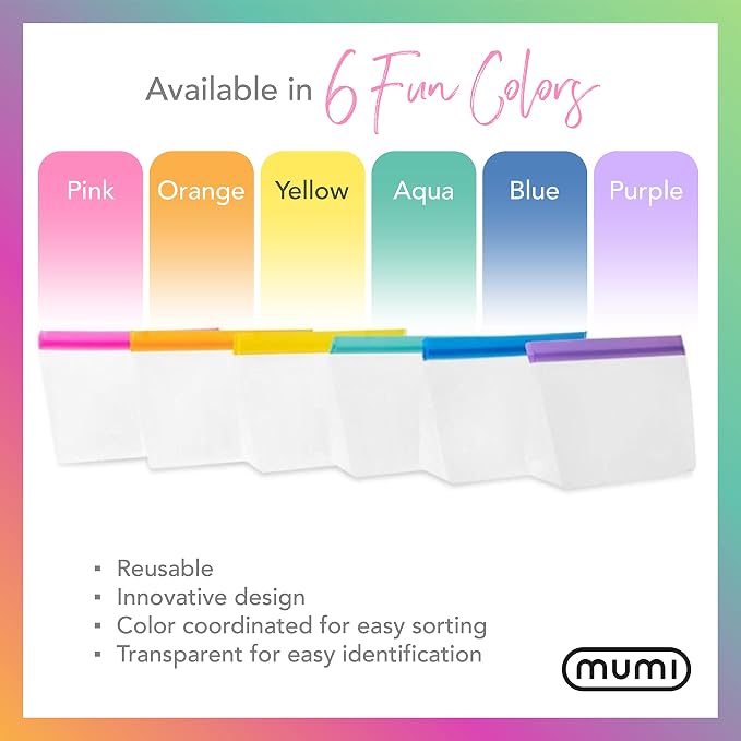 MUMI Piccolo Reusable Zip Up Bags – Set of 3 Silicone Ziplock Bag | Reusable Ziploc Bags for Food Storage, Freezer, & Snacks | BPA-Free Airtight Silicone Storage Bag for Travel & Meal Prep - Orange