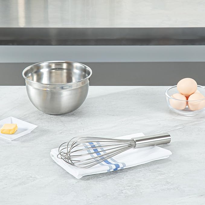 Restaurantware-Met Lux 12 x 2.5 x 2.5 Inch Baking Whisk, 1 French Whisk With Ergonomic Handle - Dishwashable, Won't Corrode, Stainless Steel , For Whipping, Baking, Or Cooking