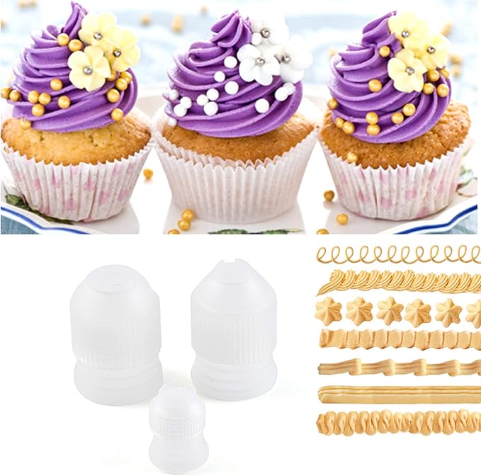 MYUBWTF12 Pieces White Pastry Bag Coupler, Three different sizes Plastic Standard Couplers/Cake Decorating Coupler/Pipe Tip Coupler for piping bags, Icing Nozzles
