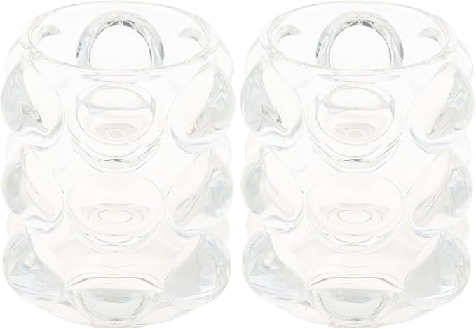 Karma, Lucia Hobnail Votive, Tea Lights Candle Holder, Glass Votive Candle Holders for Table Decorations, Baby Shower, Birthday Party, Weddings and Home Decor, Clear (Pack of 2)