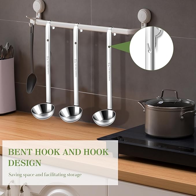 8pcs Stainless Steel Ladle 2 Oz Soup Ladle 10" long Spoon Heavy-Duty Metal Spoon Sets big spoons for cooking Serving Soups, Gravy, Portioning, Stirring