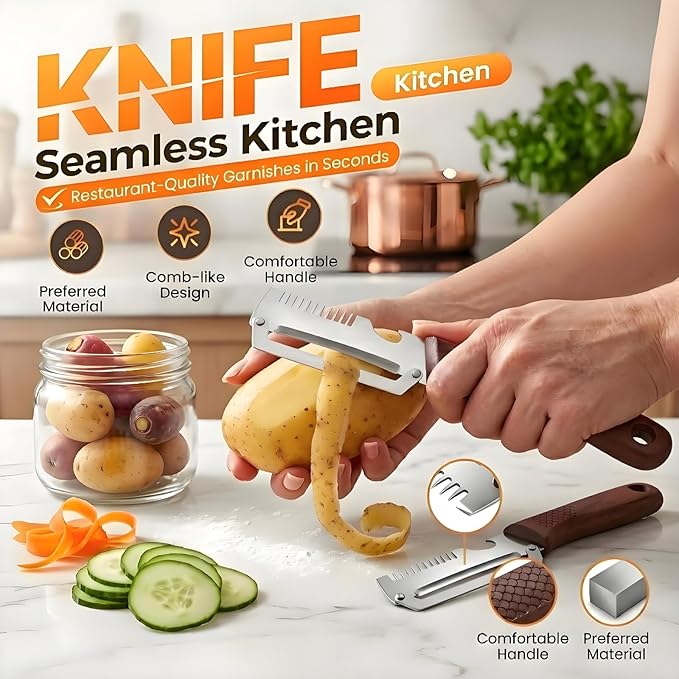 2 Pack Multifunctional Vegetable Peeler, 3-in-1 Peelers For Kitchen with Bottle Opener, Sharp Stainless Steel Swivel Blade, Wooden Handle, For Vegetables or Fruits that Need to Be Peeled