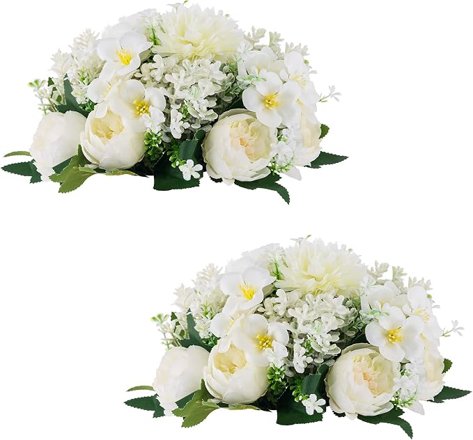 Flower Balls Centerpieces for Tables: 2 PCS White Flowers for Centerpieces Floral Arrangements Centerpiece for Wedding Party Celebration Home