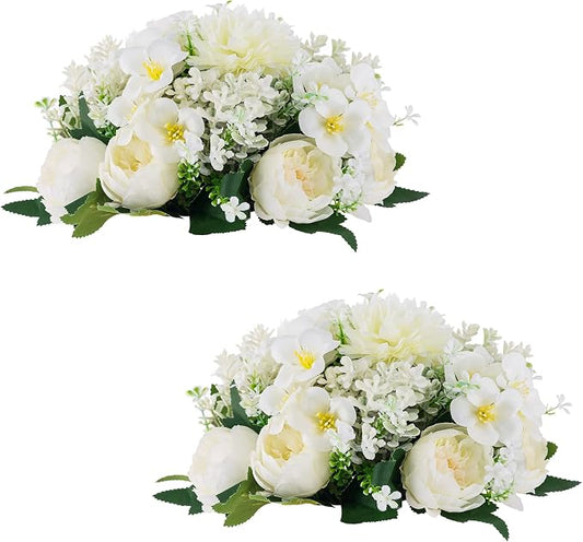 Flower Balls Centerpieces for Tables: 2 PCS White Flowers for Centerpieces Floral Arrangements Centerpiece for Wedding Party Celebration Home