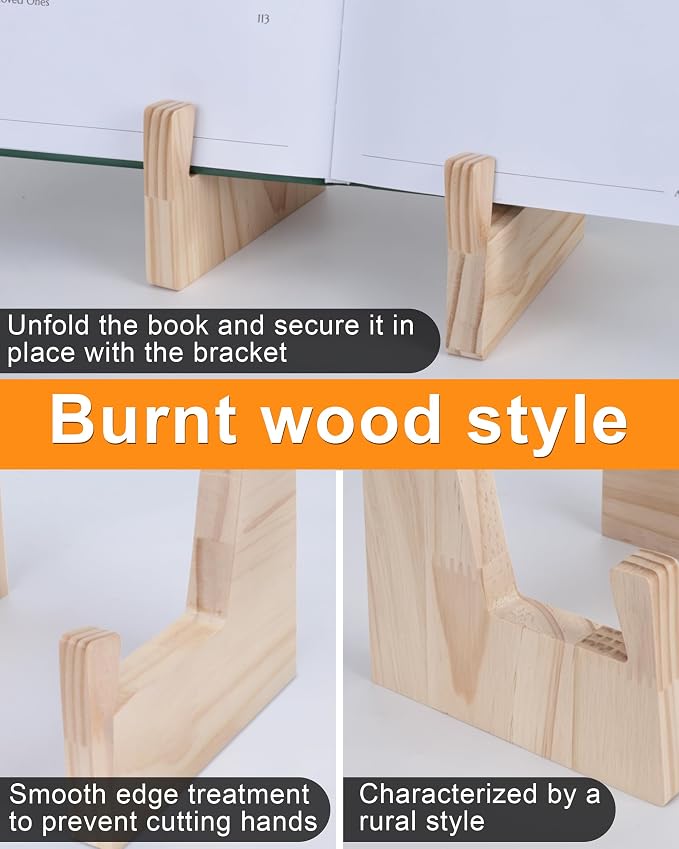 Cookbook Stand for Kitchen, Wooden Cookbook Holder, Rustic Cook Book Holder Stand with Natural Wooden Grains, Recipe Book Holder for Kitchen Counter Gift for Home Chefs Cook Lovers