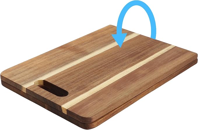 Elama Long Acacia Wood Foldable Charcuterie Board – Rectangular Serving Platter with Handles for Cheese, Meats, Appetizers & Snacks (33 Inch)