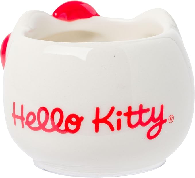 Silver Buffalo Sanrio Hello Kitty Different Color Bows 4 Pack Ceramic 3D Sculpted Mini Cup Set, Perfect as a Sugar, Cream, or Milk Set, 3.5 Ounces