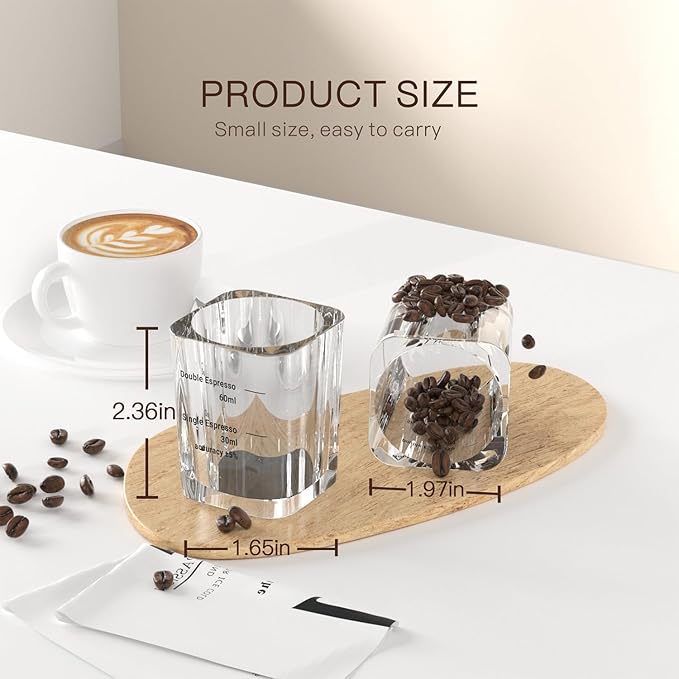 2 Pack Shot Glasses Measuring Cup, 2oz Espresso Shot Glass, Liquid Heavy Glass Wine Glass, Measurement of Dry and Liquid Ingredients 2 Features 60ML