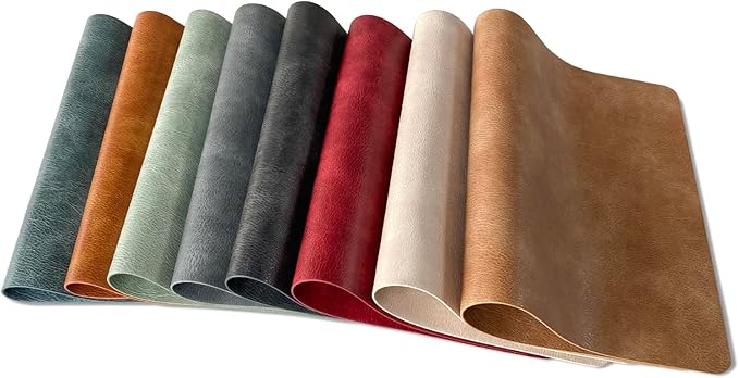 UnivoColors Placemats,Heat Resistant Placemats Set of 8 Washable 12 x 17 Inch,Waterproof Table Mats,Wipeable Pu Place Mats for Kitchen,Dining Room.(8 Combinations)