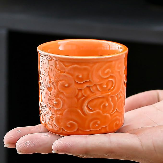 Ceramic Espresso Cups Set of 2 or 4-3oz Demitasse Cups for Coffee & Tea, No Handles, Durable & Dishwasher Safe (bisque, 2)