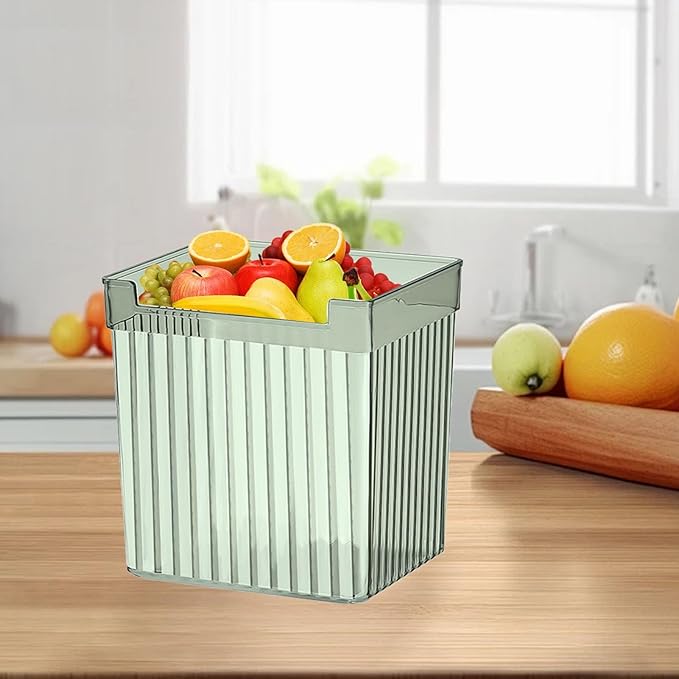 Clear Plastic Storage Bin, Refrigerator Organizer Bin, Translucent Multifunction Freshness Keeping Refrigerator Storage Organizer Bin for Fruits and Vegetables (Dark Green)