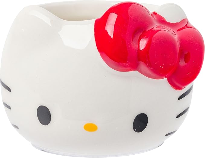 Silver Buffalo Sanrio Hello Kitty Different Color Bows 4 Pack Ceramic 3D Sculpted Mini Cup Set, Perfect as a Sugar, Cream, or Milk Set, 3.5 Ounces