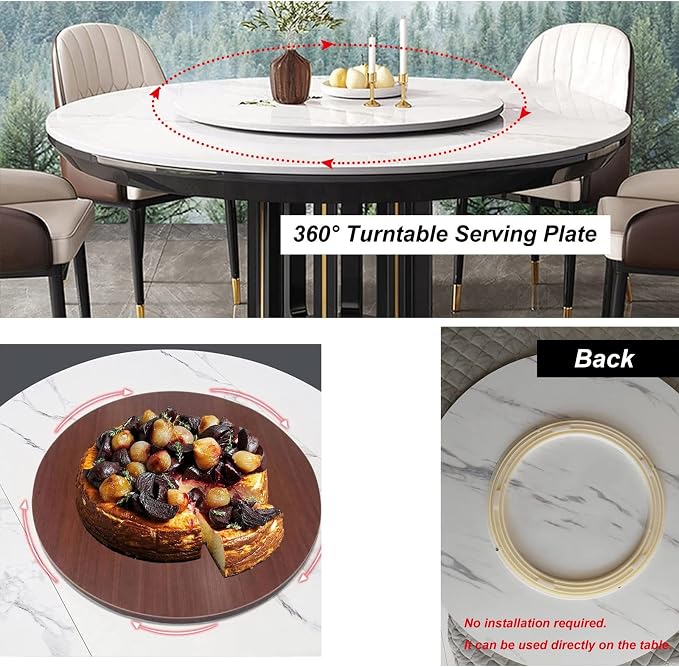 Lazy Susan Wooden Turntable Round 50/60/70/80/90/100cm, Smooth Rotational, 360° Rotation Serving Tray For Kitchen Dining Table Hotel Dining Table Tabletop Service Plate (Color : Red-brown, Size : Ø6