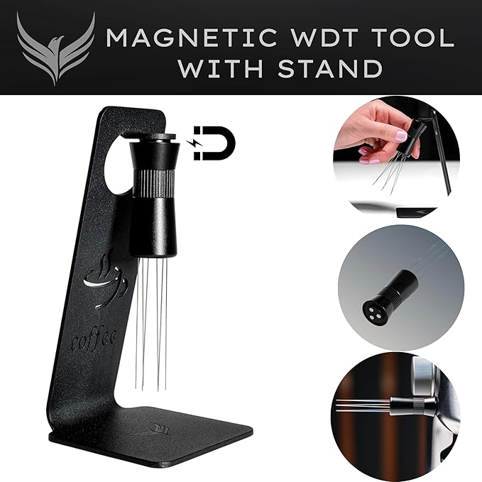 58mm Espresso Tamper Kit 6pcs - Complete Set with Tamping Mat, Walnut Tamper, Distributor, Dosing Funnel, Puck Screen, and Needle Distributor