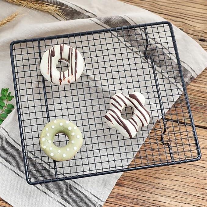 Nonstick Black Vertical Stripe Stainless Steel Cooling Rack Pastry Rack Baking Supply Kitchen Baking Tools for Cookies Bread Muffins