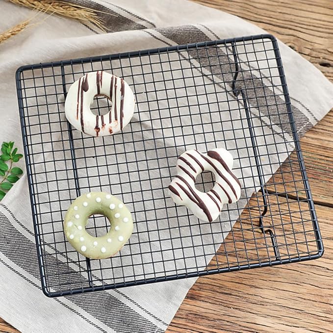 Veemoon Black Nonstick Stainless Steel Cooling Rack Pastry Rack Baking Supply for Cake Bread Muffins, Oven Safe Kitchen Tool for Baking and Cooling