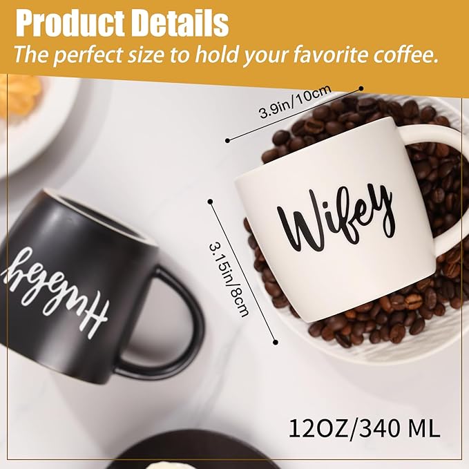 Wedding Gifts for Couples 2026, Wifey Hubby Mugs Set of 2 Coffee Mug, Bridal Shower Gift, Mr and Mrs Coffee Mug, Wedding Couples Gift for Bride Groom，Engagement Gifts