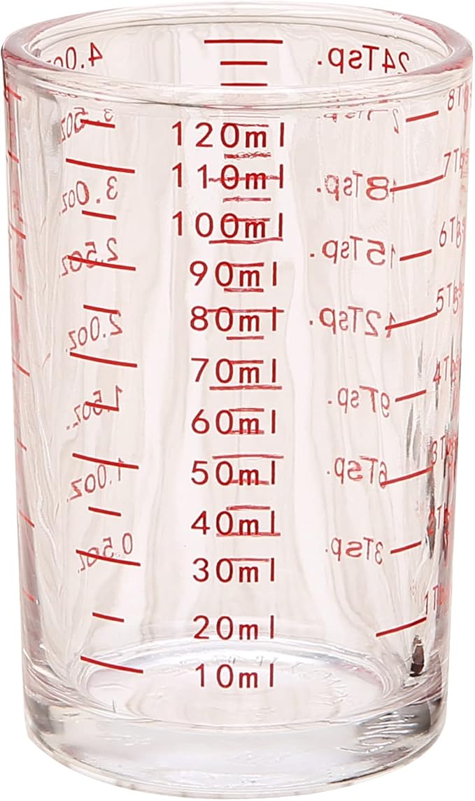 Measuring Cup Shot Glass 3 Ounce/90ML Liquid Heavy High Espresso Glass Cup Black Line (Red)