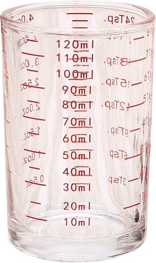 Measuring Cup Shot Glass 3 Ounce/90ML Liquid Heavy High Espresso Glass Cup Black Line (Red)