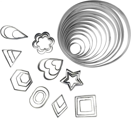 HAIOLORPRO 39PCS Cookie Cutters Set, Stainless Steel Mini Cookie Cutter Donut, Round, Star, heart, Flower, Geometric Shapes Biscuit Mold for Christmas Thanksgiving Holiday Party Baking