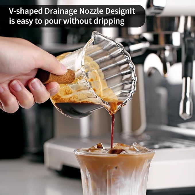 Espresso Shot Glass, 120 ML Cups With Handle and Dual-Scale, V-Shaped Mouth