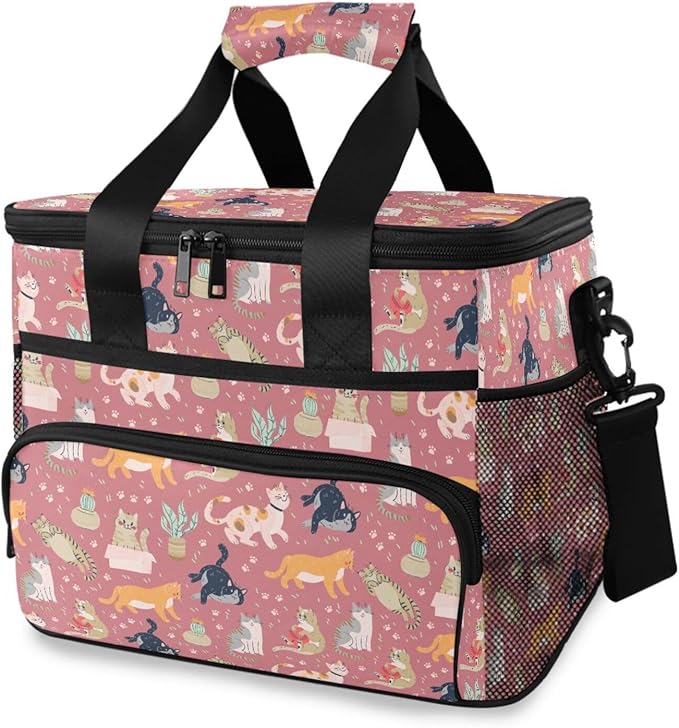 Cute Funny Cats Lunch Bag for Women Men 15L Insulated Lunch Box Large Leakproof Cooler Bag with Adjustable Shoulder Strap for Adult Work Picnic