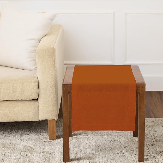 Solino Home 100% Pure Linen Cinnamon Stick Table Runner 36 Inches - 14 x 36 Inch for Dresser, Coffee Tables, Sideboard, Console - Sonoma