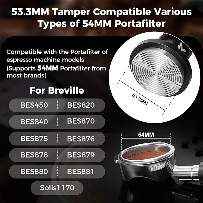 IKAPE Espresso Impact Tamper & Gravity Distributor Set 53.3mm – Complete Barista Kit with Knock Box, Cleaning Brush & Towel – Professional Coffee Accessories for Home Espresso