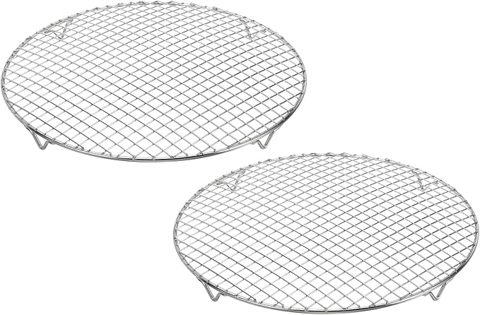 uxcell 2 Pcs Round Cooking Rack 12 Inch Dia Stainless Steel Wire Cooling Steamer Rack for Baking Canning Cooking Roasting Cooling Grilling Drying, Silver