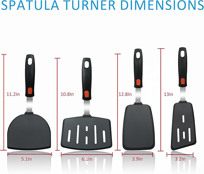 Silicone Spatula Turner,4-Pack Spatulas Silicone Set for Nonstick Cookware, Dishwasher Safe 600°F Heat Resistant Kitchen Turner Spatula Home Kitchen Cooking Eggs, Pancake, Fish, Stir Fries