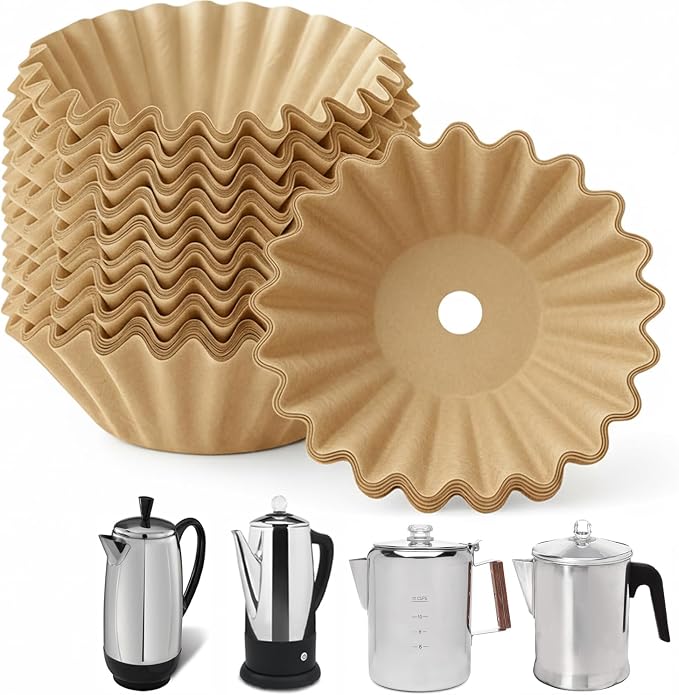 MIMORE Coffee Filters - 150 PCS Percolator Coffee Filters for Farberware 8-12 Cup, Presto 12 Cup, Coletti 9-12 Cup, Elite Gourmet EC812, Disposable Coffee Filter Unbleached for Cuisinart PRC-12N