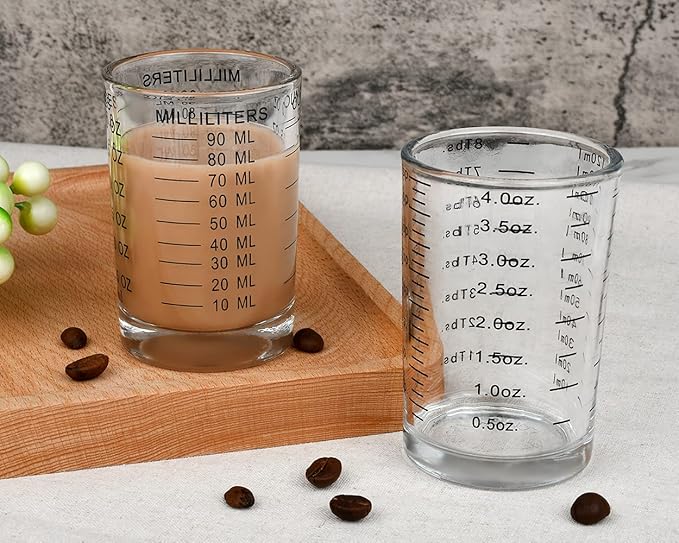 DS. DISTINCTIVE STYLE Measuring Cup 2 Pieces Shot Glass Measuring Cup with 4 Kinds of Measuring Scale for Small Amount Liquid (Black, 120ml)