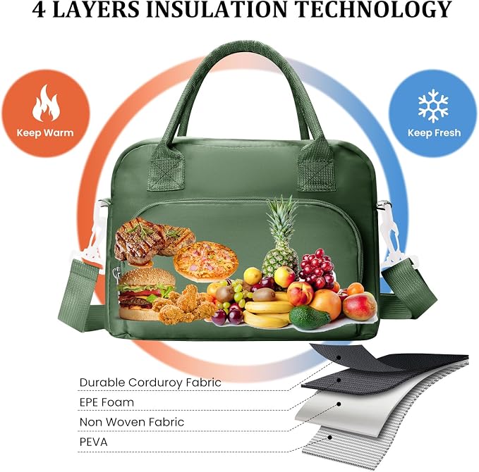MEXS Insulated Lunch Bag for Women Men Large Reusable Lunch Box Adult Leakproof Portable Cooler Tote Bags for Work Picnic