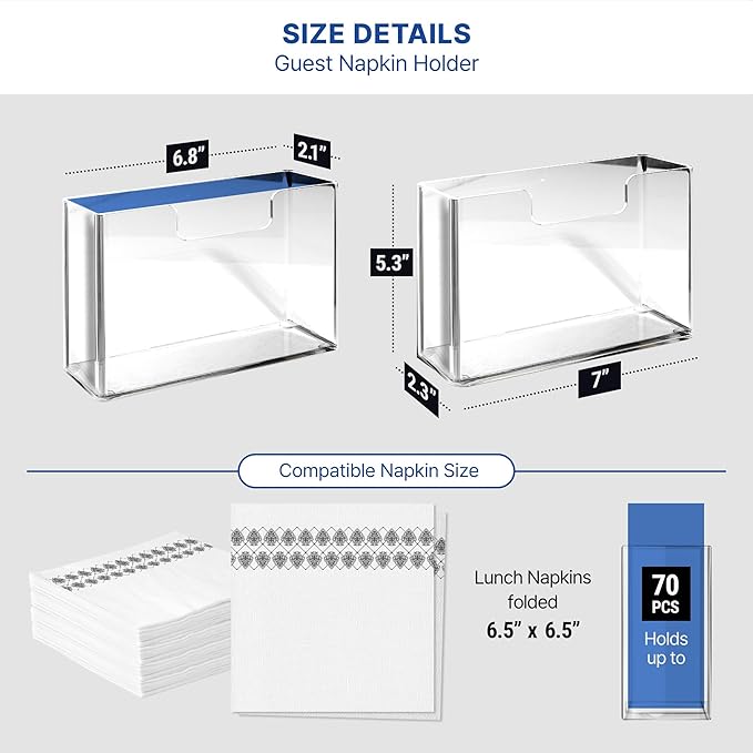 Acrylic Napkin Holder for Table – Clear Square Dispenser for Paper Napkins, Modern Square Paper Napkin Holders for Kitchen, Table Napkin Holder for Home, Hotel, Restaurant