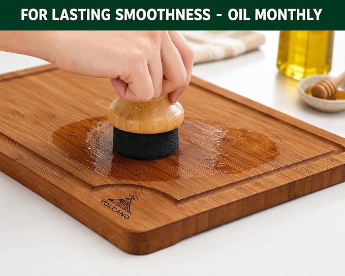 3-Piece Bamboo Cutting Board Set with Holder, Deep Juice Groove, Wooden Chopping Boards for Kitchen, Meat, Vegetables, Cheese & Bread
