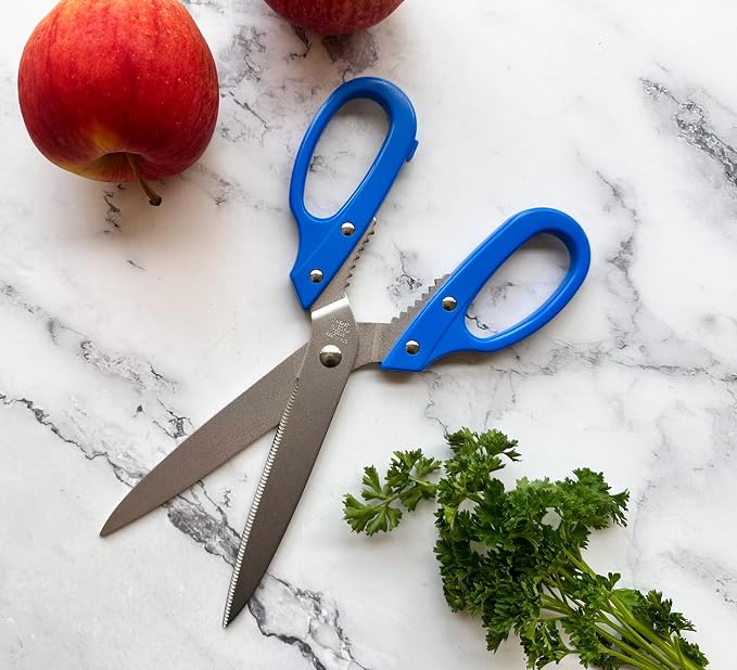 Multipurpose Kitchen Shears Heavy Duty Japan Tanaka Scissors Diamond Cut Stainless Steel 타나카 방산시장 강주은 주방가위 깡스가위 (Blue)