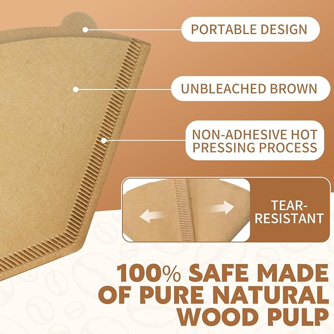 250 Count Coffee Filters #4, Disposable Coffee Filters 8-12 Cup, Natural Unbleached Size 04 Paper Filters for Pour Over and Drip Coffee Maker