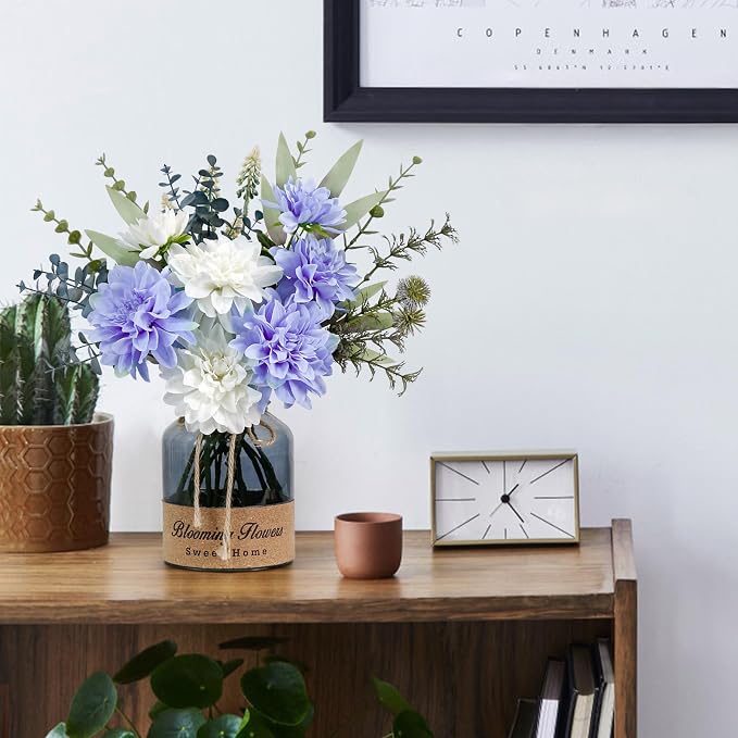 Leftover Fake Flowers in Vase,Artificial Flowers in Vase,Table Centerpieces for Dining Room,Flower Centerpieces for Tables,Faux Flowers for Kitchen Decor,Coffee Table Decor…