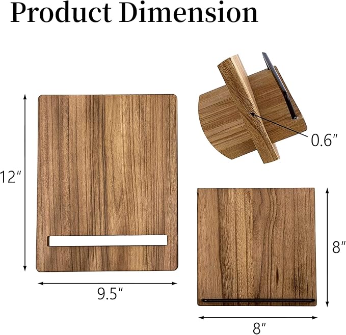 Wooden Cookbook Stand Cutting Chopping Board | Wood Cookbook Recipe Holder with The Adjustable Pull-Out Stand