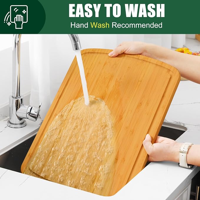 Homaxy Extra Large Bamboo Cutting Boards for Kitchen, 18x12.5" Wood XL Cutting Board with Juice Groove, Butcher Block Wooden Chopping Board for Kitchen, Meat, Cheese, Fruit & Vegetables - Pre Oiled