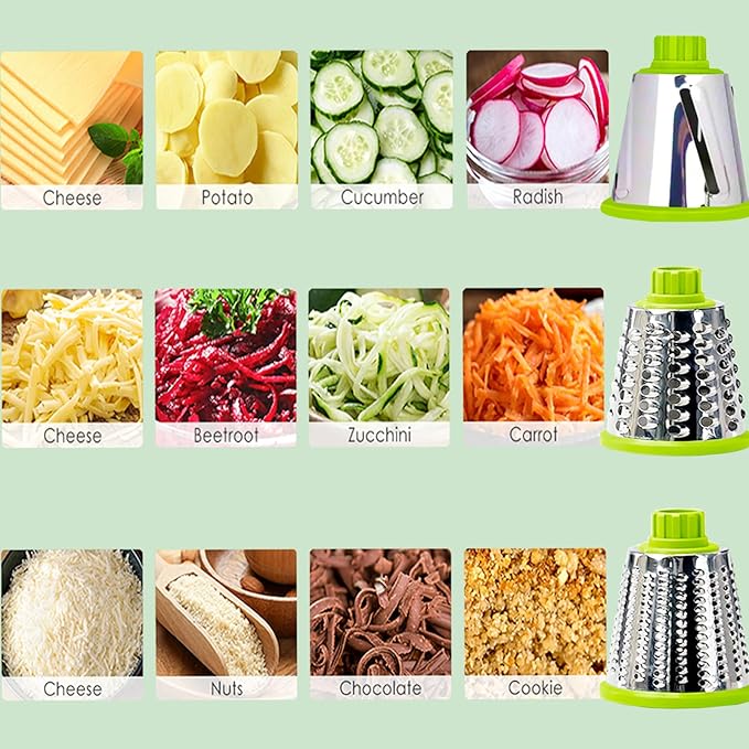 Cheese Grater with Handle, Multifunctional Manual Rotary Cheese Grater - Cheese Shredder Easily Chop Carrots, Potatoes, Vegetables and Fruits and Easy to Clean
