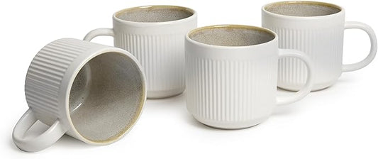 SANGO Anderson Cream Coffee Mugs Set of 4, 16.5 oz Stoneware Coffee Mug Set, Big Ceramic Tea Cup with Reactive Glaze for Cappuccino, Latte, Large Coffee Cups with Handle, Microwave & Dishwasher Safe