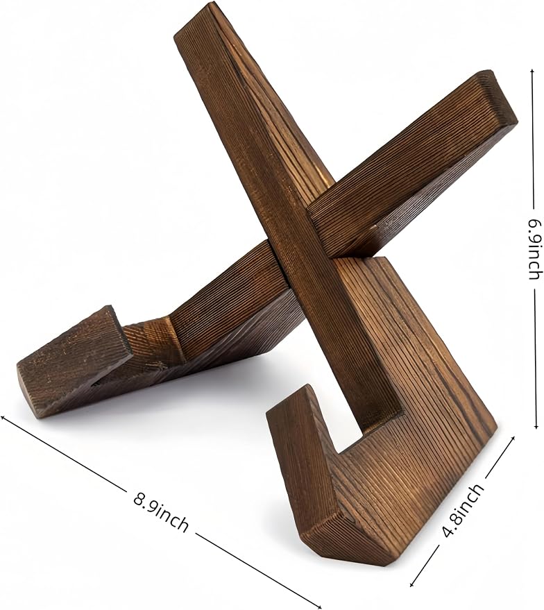 Adjustable Brown Wooden Cookbook Stand, Foldable Book Stand, Multi-Purpose Recipe Holder & Sheet Holder, Kitchen Decor Desktop Display Rack for Home Kitchen Countertop