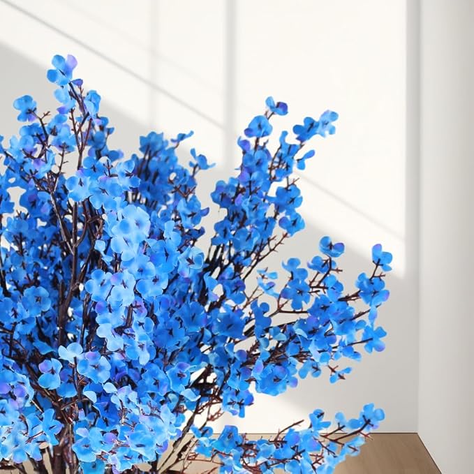 DoubleWood 10 Pcs Baby's Breath Artificial Flowers, Silk Flowers Gypsophila, Blue Flowers Artificial for Decoration, Indoor Floral Arrangement, Wedding Bouquets, Home Table Centerpieces (10, Blue)