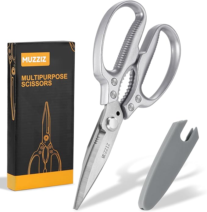 Heavy Duty Scissors,All Purpose Utility Scissors,Stainless Steel Blade with Small Serrations， Metal Handle Shears for Home,Office,Easy Cutting Cardboard,Fabric,Leather,Wires,Carpet and Rope