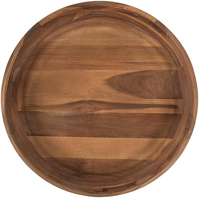 Hobby Lobby Round Acacia Wood Serving Tray, Brown, 16x16x2 Inch, Food Safe, Hand Wash Only