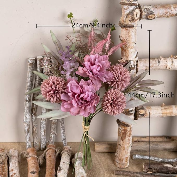 KIRIFLY Artificial Fake Flowers Plants Silk Flower Arrangements Wedding Bouquets Decorations Plastic Floral Table Centerpieces for Home Kitchen Garden Party Décor (Rose Pink)